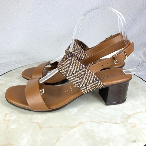 Italian Shoemakers Ankle Strap Heels Sz 7 Brown Low Block Heeled Dressy Sandals - Picture 6 of 12
